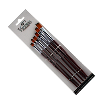 3900 Seri Düz Kesik Siyah Uçlu Altın Sentetik Kahverengi Sap Fırça Set